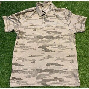 Travis Mathew Polo Mens Large Gray Camo Lightweight